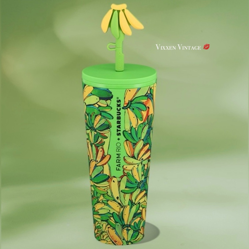 FARM RIO X STARBUCKS 'BOARD BANANA' W/ STRAW TOPPER COLD TUMBLER 24 OZ